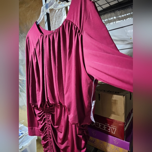 Long sleeve, draped Midnight Velvet dress - Picture 7 of 14